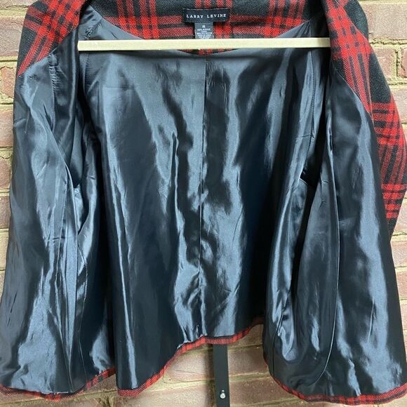 Larry Levine Crop 3/4 Sleeve Plaid 2 Button Jacket - Picture 7 of 7